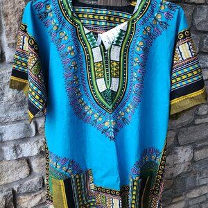 Blue Boho African Dashiki NWT